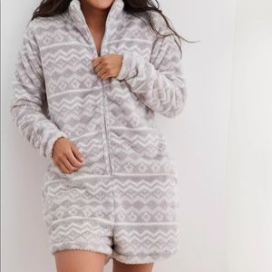 aerie fuzzy sleep romper